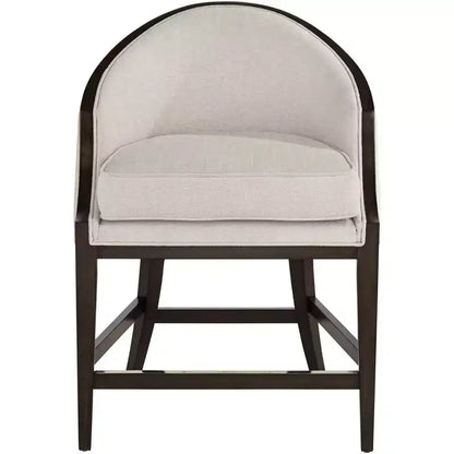 Tabouret de bar Jasper Truffle Wood 55 Downing Street, marron, hauteur 63,5 cm, coussin en tissu moderne couleur avoine avec dossier et repose-pieds pour îlot de cuisine hauteur comptoir