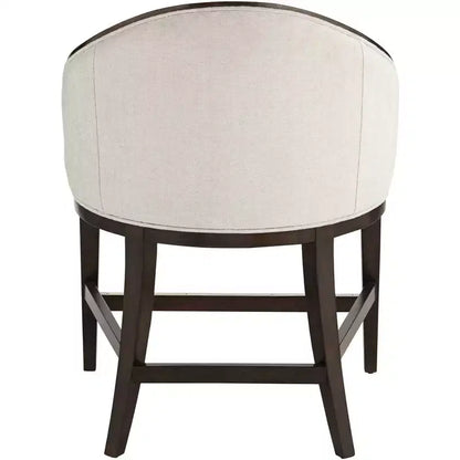Tabouret de bar Jasper Truffle Wood 55 Downing Street, marron, hauteur 63,5 cm, coussin en tissu moderne couleur avoine avec dossier et repose-pieds pour îlot de cuisine hauteur comptoir