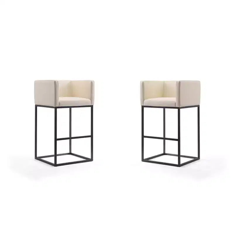 Set of 2 Embassy Upholstered Metal Barstools - Manhattan Comfort