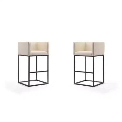 Set of 2 Embassy Upholstered Metal Barstools - Manhattan Comfort