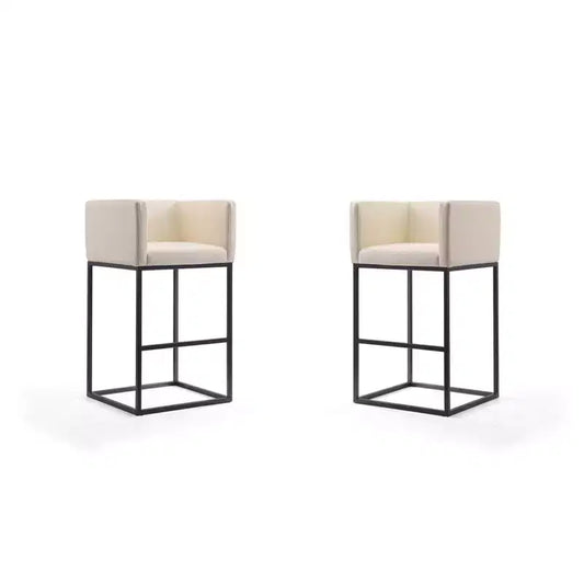 Set of 2 Embassy Upholstered Metal Barstools - Manhattan Comfort