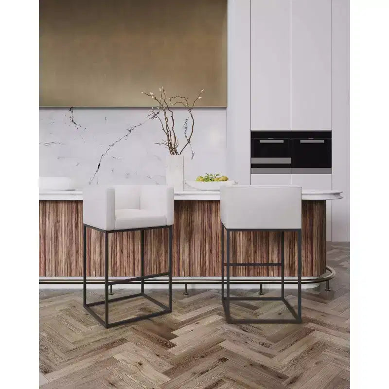 Lot de 2 tabourets de bar rembourrés Embassy en métal – Manhattan Comfort