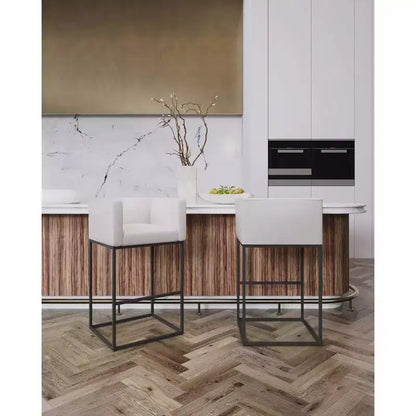 Lot de 2 tabourets de bar rembourrés Embassy en métal – Manhattan Comfort