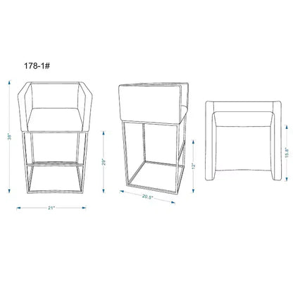 Lot de 2 tabourets de bar rembourrés Embassy en métal – Manhattan Comfort