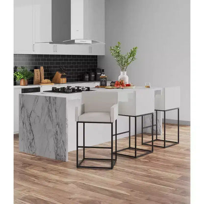Lot de 2 tabourets de bar rembourrés en métal Ambassador - Manhattan Comfort