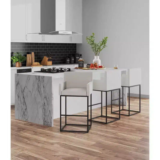 Lot de 2 tabourets de bar rembourrés en métal Ambassador - Manhattan Comfort