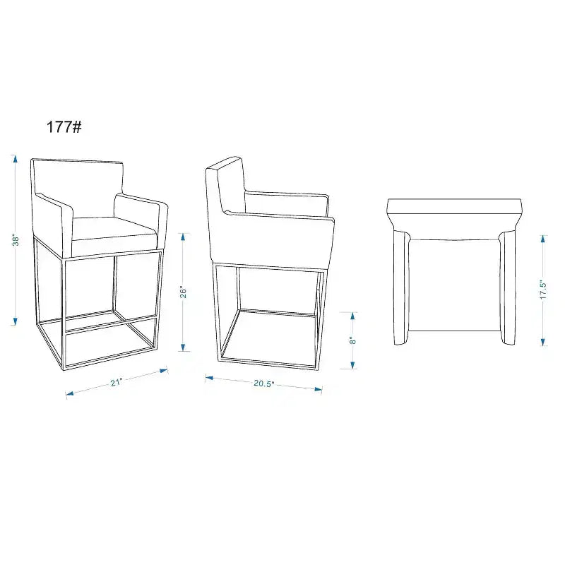 Lot de 2 tabourets de bar rembourrés en métal Ambassador - Manhattan Comfort