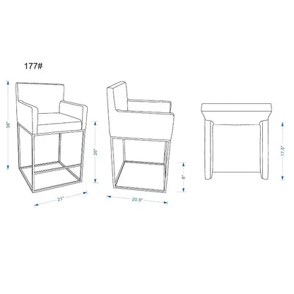 Lot de 2 tabourets de bar rembourrés en métal Ambassador - Manhattan Comfort