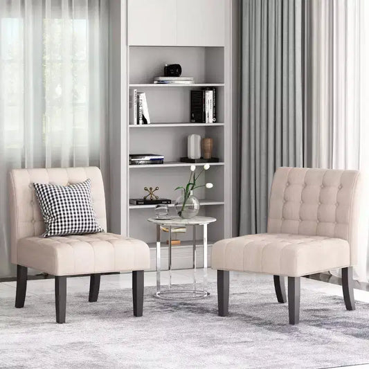 Set of 2 Lewis Contemporary Fabric Tufted Slipper Chairs - Christopher Knight Home