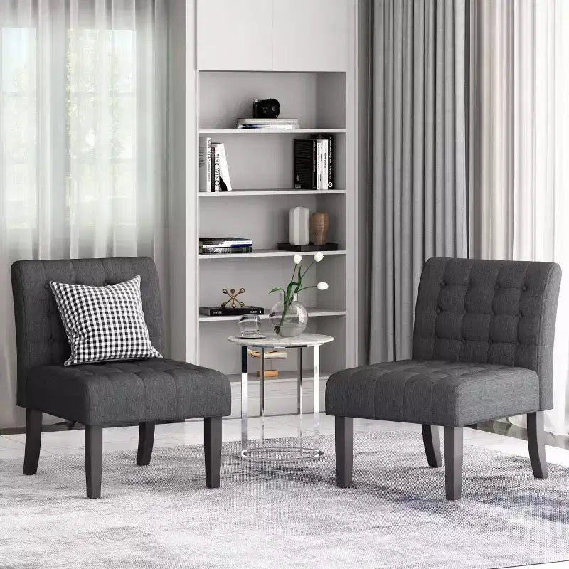 Lot de 2 chaises d'appoint contemporaines en tissu capitonné Lewis - Christopher Knight Home