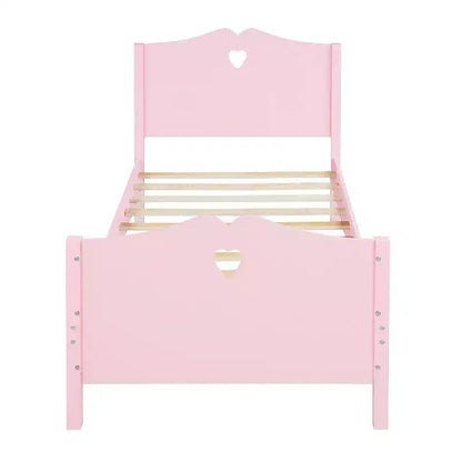 Lit plateforme jumeau en bois avec tête de lit, pied de lit et support à lattes en bois-ModernLuxe