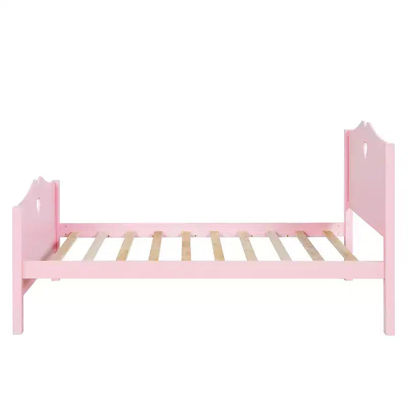 Lit plateforme jumeau en bois avec tête de lit, pied de lit et support à lattes en bois-ModernLuxe