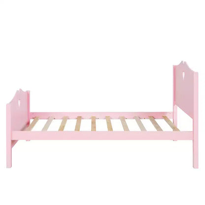 Lit plateforme jumeau en bois avec tête de lit, pied de lit et support à lattes en bois-ModernLuxe