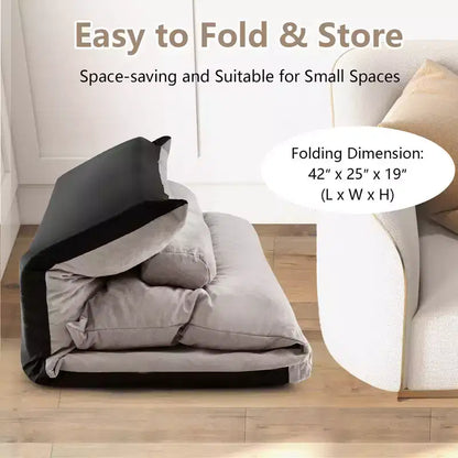 Canapé-lit paresseux convertible Costway avec dossier réglable sur 42 niveaux et 2 oreillers lombaires Gris/Beige