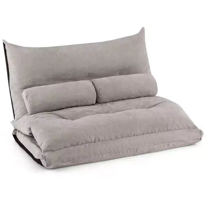 Canapé-lit paresseux convertible Costway avec dossier réglable sur 42 niveaux et 2 oreillers lombaires Gris/Beige