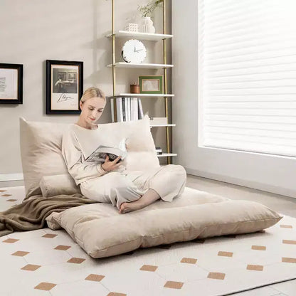 Canapé-lit paresseux convertible Costway avec dossier réglable sur 42 niveaux et 2 oreillers lombaires Gris/Beige