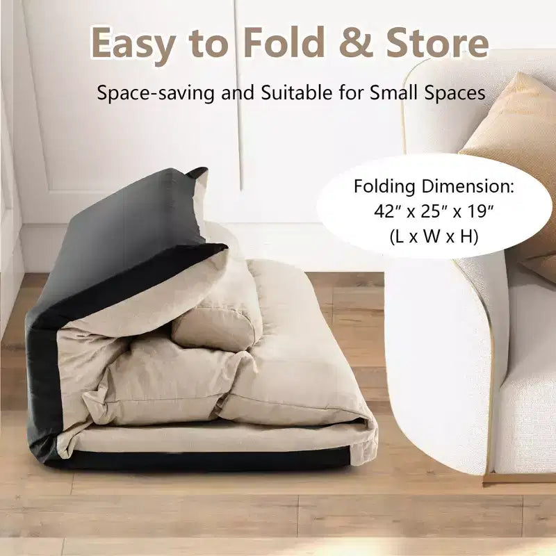 Canapé-lit paresseux convertible Costway avec dossier réglable sur 42 niveaux et 2 oreillers lombaires Gris/Beige
