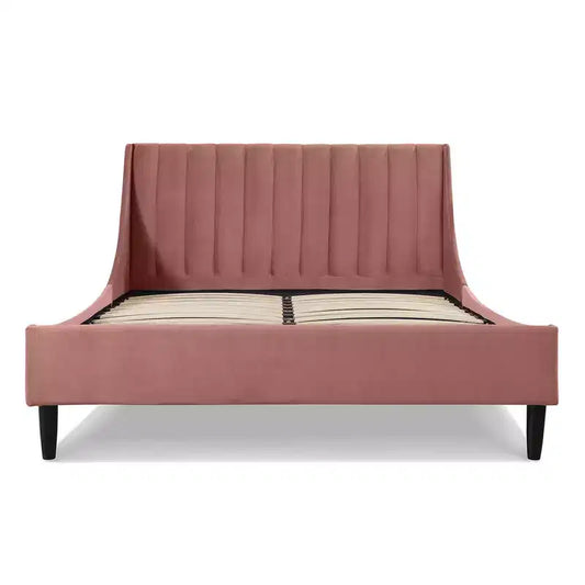 Ensemble de lit plateforme Sandy Wilson Home Aspen avec tête de lit capitonnée verticale, grand lit