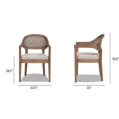 Chaise de salle à manger Jennifer Taylor Home Americana Mid-Century Modern avec dossier en rotin