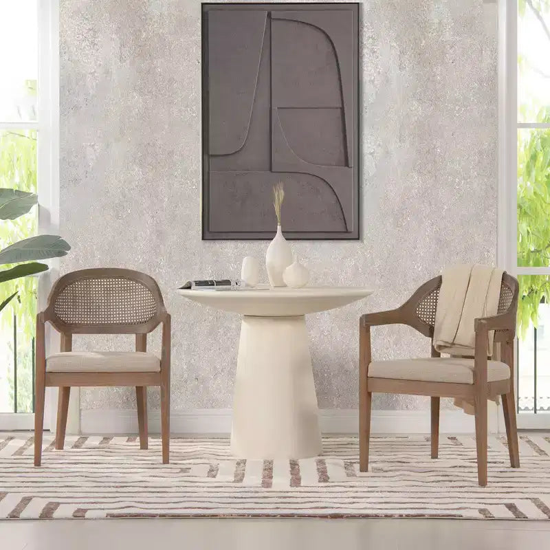 Chaise de salle à manger Jennifer Taylor Home Americana Mid-Century Modern avec dossier en rotin