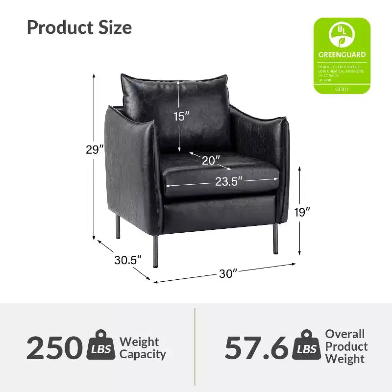 Fauteuil de salon en cuir vegan avec pieds en métal Felix Upholstery | KARAT HOME