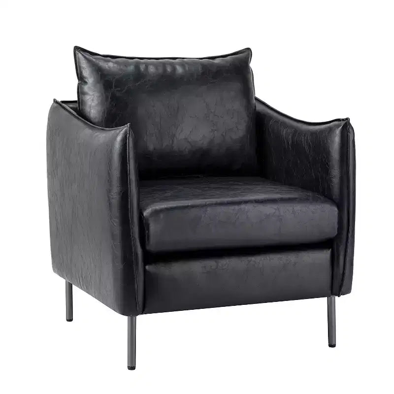 Fauteuil de salon en cuir vegan avec pieds en métal Felix Upholstery | KARAT HOME