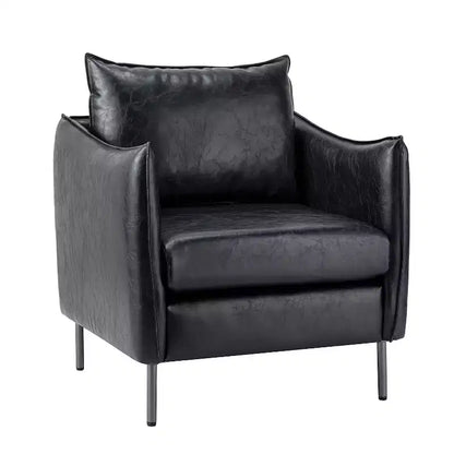 Fauteuil de salon en cuir vegan avec pieds en métal Felix Upholstery | KARAT HOME