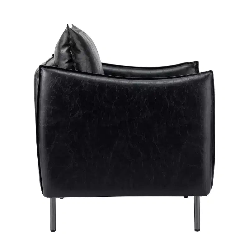 Fauteuil de salon en cuir vegan avec pieds en métal Felix Upholstery | KARAT HOME