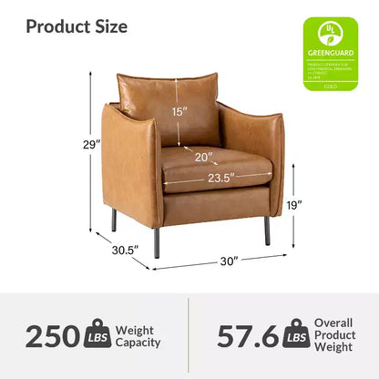 Fauteuil de salon en cuir vegan avec pieds en métal Felix Upholstery | KARAT HOME