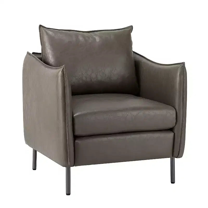 Fauteuil de salon en cuir vegan avec pieds en métal Felix Upholstery | KARAT HOME