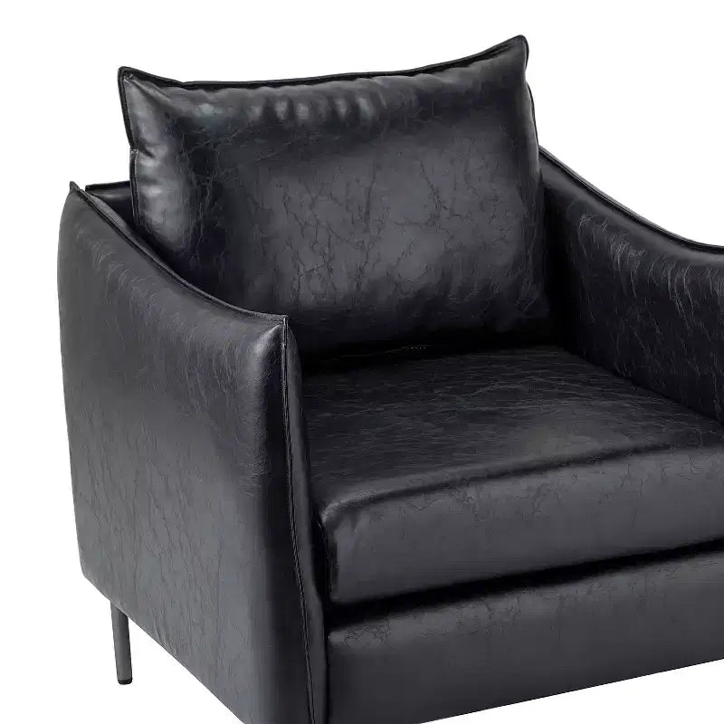 Fauteuil de salon en cuir vegan avec pieds en métal Felix Upholstery | KARAT HOME