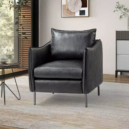 Fauteuil de salon en cuir vegan avec pieds en métal Felix Upholstery | KARAT HOME
