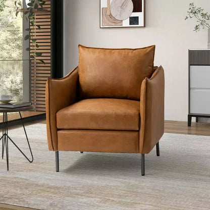 Fauteuil de salon en cuir vegan avec pieds en métal Felix Upholstery | KARAT HOME