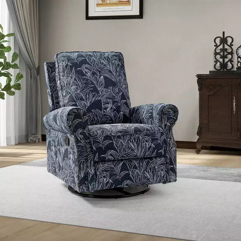 Pablo traditional-normal Manual Swivel Glider Recliner with Nailhead Trims for Living Room | KARAT HOME