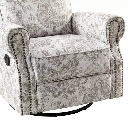 Fauteuil inclinable pivotant et coulissant manuel traditionnel-normal Pablo avec garnitures de clous pour le salon | KARAT HOME