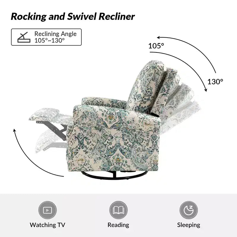 Fauteuil inclinable pivotant et coulissant manuel traditionnel-normal Pablo avec garnitures de clous pour le salon | KARAT HOME