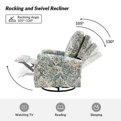 Fauteuil inclinable pivotant et coulissant manuel traditionnel-normal Pablo avec garnitures de clous pour le salon | KARAT HOME