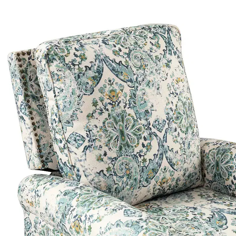 Fauteuil inclinable pivotant et coulissant manuel traditionnel-normal Pablo avec garnitures de clous pour le salon | KARAT HOME