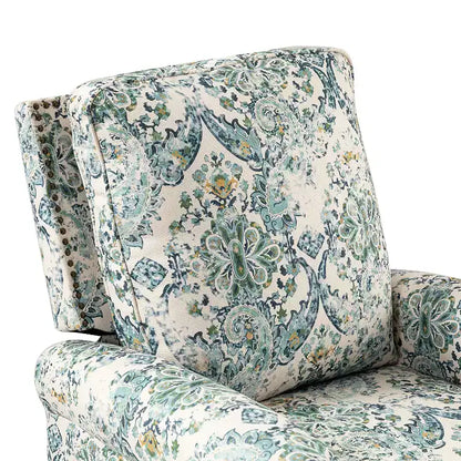 Fauteuil inclinable pivotant et coulissant manuel traditionnel-normal Pablo avec garnitures de clous pour le salon | KARAT HOME