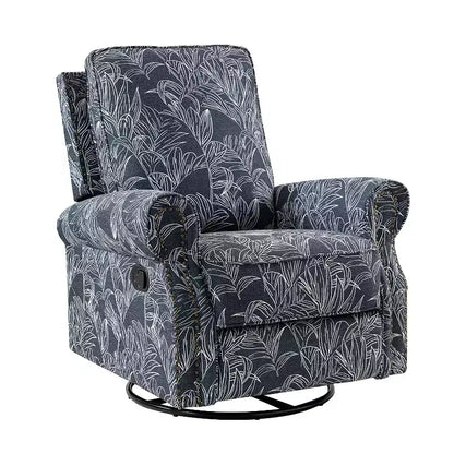 Fauteuil inclinable pivotant et coulissant manuel traditionnel-normal Pablo avec garnitures de clous pour le salon | KARAT HOME