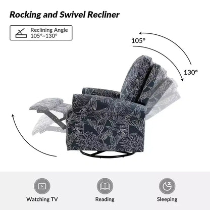 Fauteuil inclinable pivotant et coulissant manuel traditionnel-normal Pablo avec garnitures de clous pour le salon | KARAT HOME
