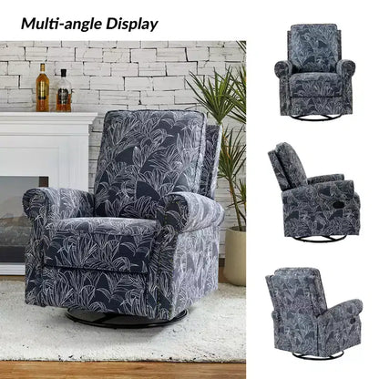 Fauteuil inclinable pivotant et coulissant manuel traditionnel-normal Pablo avec garnitures de clous pour le salon | KARAT HOME