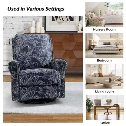 Fauteuil inclinable pivotant et coulissant manuel traditionnel-normal Pablo avec garnitures de clous pour le salon | KARAT HOME