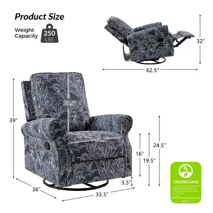 Fauteuil inclinable pivotant et coulissant manuel traditionnel-normal Pablo avec garnitures de clous pour le salon | KARAT HOME