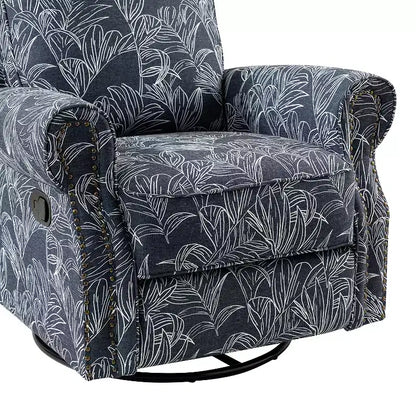Fauteuil inclinable pivotant et coulissant manuel traditionnel-normal Pablo avec garnitures de clous pour le salon | KARAT HOME