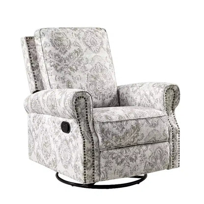 Fauteuil inclinable pivotant et coulissant manuel traditionnel-normal Pablo avec garnitures de clous pour le salon | KARAT HOME