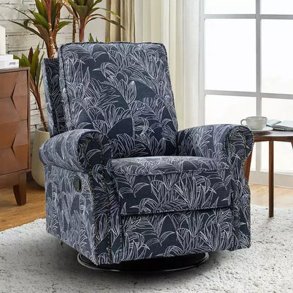 Fauteuil inclinable pivotant et coulissant manuel traditionnel-normal Pablo avec garnitures de clous pour le salon | KARAT HOME