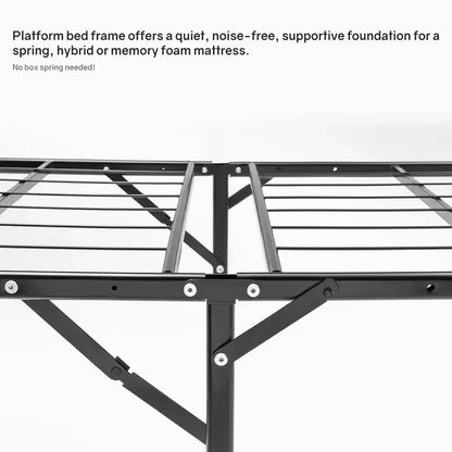 Continental Sleep Sommier Métallique Quickbase 14 Pouces pour Matelas, Structure de Lit, Sommier à Lattes en Acier (Pas Besoin de Sommier Tapissier), Noir