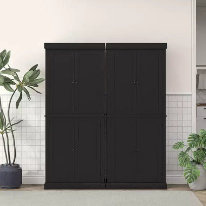 HOMCOM Armoire de cuisine autonome traditionnelle de 72 po avec 2 placards et étagères réglables, noire
