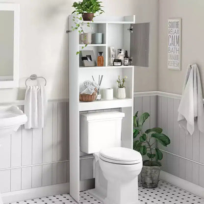 Meuble de rangement WC Costway avec étagères ouvertes et porte – Économiseur d'espace pour salle de bain